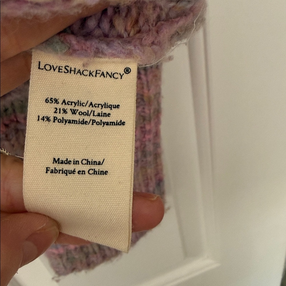 Love Shack Fancy Women’s multicolor Pink Puff Sleeve Sweater - Picture 6 of 8